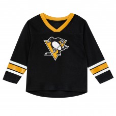 Preschool Pittsburgh Penguins Outerstuff Black/Gold Denting the Net Long Sleeve T-Shirt and Pants Set
