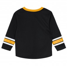 Preschool Pittsburgh Penguins Outerstuff Black/Gold Denting the Net Long Sleeve T-Shirt and Pants Set