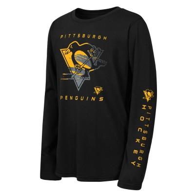 Футболка с длинным рукавом Подростковая Pittsburgh Penguins Outerstuff Black Seize the Win