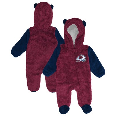 Малышам & Newborn Colorado Avalanche Outerstuff Burgundy Stay Napping Fleece Bunting Full-Zip Hooded Sleeper