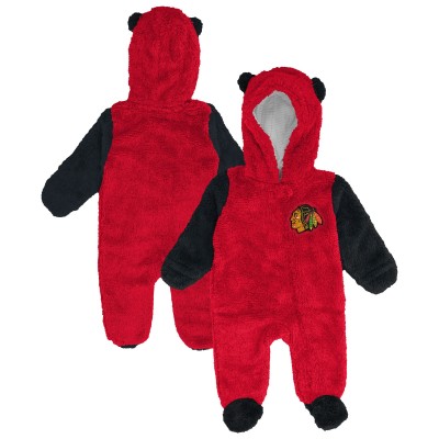 Малышам & Newborn Chicago Blackhawks Outerstuff Red Stay Napping Fleece Bunting Full-Zip Hooded Sleeper