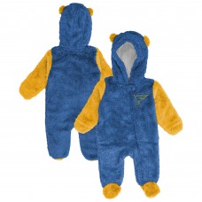 Малышам & Newborn St. Louis Blues Outerstuff Blue Stay Napping Fleece Bunting Full-Zip Hooded Sleeper