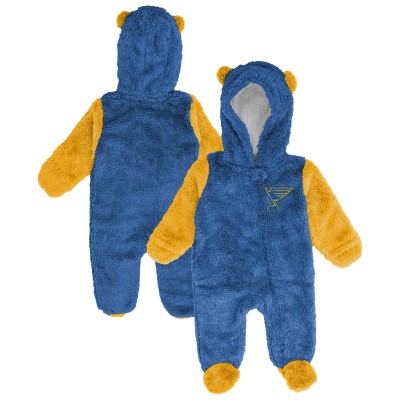 Малышам & Newborn St. Louis Blues Outerstuff Blue Stay Napping Fleece Bunting Full-Zip Hooded Sleeper