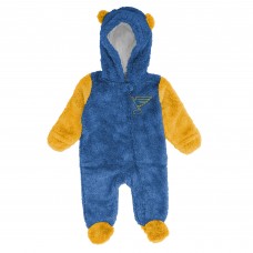 Малышам & Newborn St. Louis Blues Outerstuff Blue Stay Napping Fleece Bunting Full-Zip Hooded Sleeper