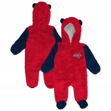 Малышам & Newborn Washington Capitals Outerstuff Red Stay Napping Fleece Bunting Full-Zip Hooded Sleeper