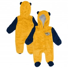 Малышам & Newborn Nashville Predators Outerstuff Gold Stay Napping Fleece Bunting Full-Zip Hooded Sleeper