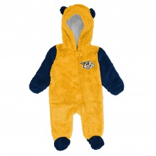 Малышам & Newborn Nashville Predators Outerstuff Gold Stay Napping Fleece Bunting Full-Zip Hooded Sleeper