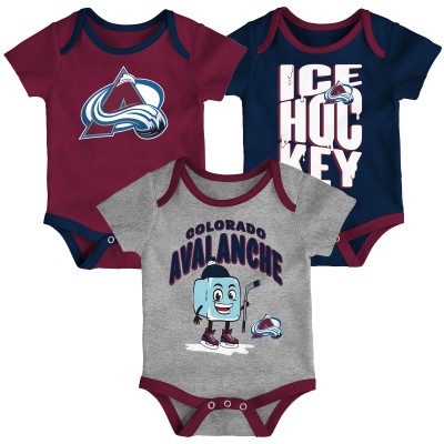 Малышам & Newborn Colorado Avalanche Outerstuff Triple Header Three-Piece Bodysuit Set