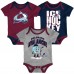 Малышам & Newborn Colorado Avalanche Outerstuff Triple Header Three-Piece Bodysuit Set
