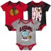 Малышам & Newborn Chicago Blackhawks Outerstuff Triple Header Three-Piece Bodysuit Set