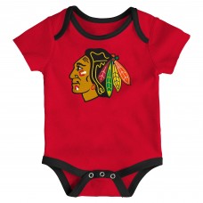 Малышам & Newborn Chicago Blackhawks Outerstuff Triple Header Three-Piece Bodysuit Set