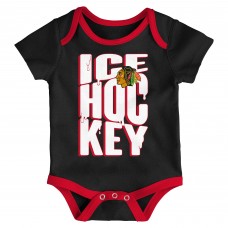 Малышам & Newborn Chicago Blackhawks Outerstuff Triple Header Three-Piece Bodysuit Set
