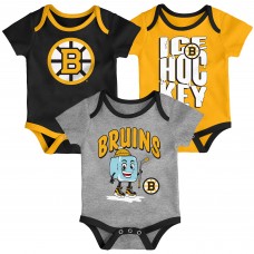 Малышам & Newborn Boston Bruins Outerstuff Triple Header Three-Piece Bodysuit Set