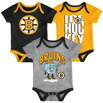 Малышам & Newborn Boston Bruins Outerstuff Triple Header Three-Piece Bodysuit Set