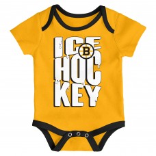 Малышам & Newborn Boston Bruins Outerstuff Triple Header Three-Piece Bodysuit Set