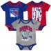 Малышам & Newborn New York Rangers Outerstuff Triple Header Three-Piece Bodysuit Set