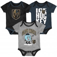 Малышам & Newborn Vegas Golden Knights Outerstuff Triple Header Three-Piece Bodysuit Set