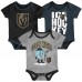 Малышам & Newborn Vegas Golden Knights Outerstuff Triple Header Three-Piece Bodysuit Set