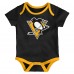Малышам & Newborn Pittsburgh Penguins Outerstuff Triple Header Three-Piece Bodysuit Set