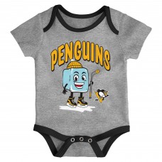 Малышам & Newborn Pittsburgh Penguins Outerstuff Triple Header Three-Piece Bodysuit Set