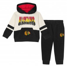 Толстовка и штаны Toddler Chicago Blackhawks Outerstuff Black Chants and Cheers Fleece