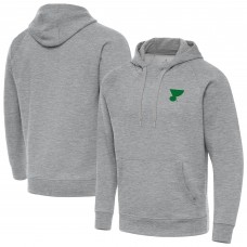 St. Louis Blues Antigua Heather Gray St. Patricks Day Victory Pullover Hoodie