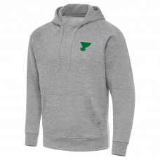 St. Louis Blues Antigua Heather Gray St. Patricks Day Victory Pullover Hoodie