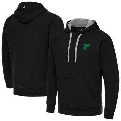 St. Louis Blues Antigua Black St. Patricks Day Victory Pullover Hoodie