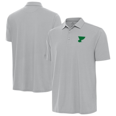St. Louis Blues Antigua Gray St. Patricks Day Era Polo