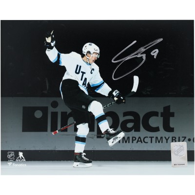 Clayton Keller Utah Hockey Club Autographed Fanatics Authentic 8 x 10 White Jersey Celebration Spotlight Photograph