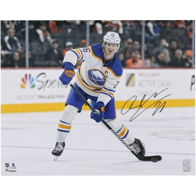 Rasmus Dahlin Buffalo Sabres Autographed Fanatics Authentic 16 x 20 White Jersey Shooting Photograph