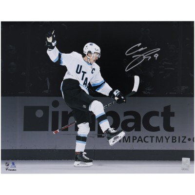 Clayton Keller Utah Hockey Club Autographed Fanatics Authentic 16 x 20 White Jersey Celebration Spotlight Photograph