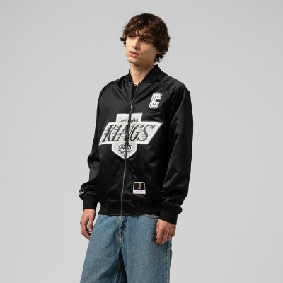 Unisex Los Angeles Kings Wayne Gretzky Mitchell & Ness Black Maxxed Out Full-Zip Satin Jacket
