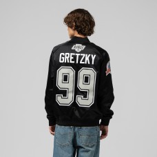 Unisex Los Angeles Kings Wayne Gretzky Mitchell & Ness Black Maxxed Out Full-Zip Satin Jacket