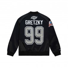 Unisex Los Angeles Kings Wayne Gretzky Mitchell & Ness Black Maxxed Out Full-Zip Satin Jacket