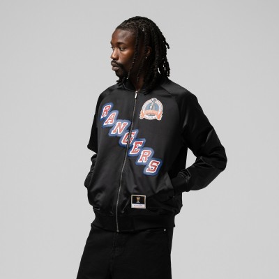 Unisex New York Rangers Mark Messier Mitchell & Ness Black Maxxed Out Full-Zip Satin Jacket