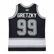 Unisex Los Angeles Kings Wayne Gretzky Mitchell & Ness Black Maxxed Out Fashion Basketball Jersey
