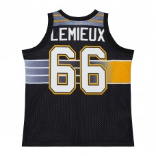 Pittsburgh Penguins Mario Lemieux Mitchell & Ness Black Maxxed Out Fashion Basketball Jersey