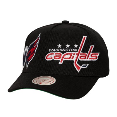 Бейсболка Washington Capitals Mitchell & Ness Black Busted Logo Wordmark Wrap-Around Pro Pinch