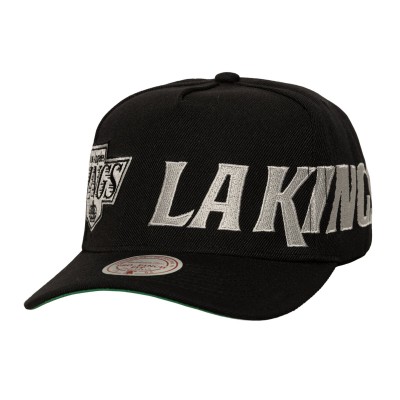 Бейсболка Los Angeles Kings Mitchell & Ness Black Busted Logo Wordmark Wrap-Around Pro Pinch