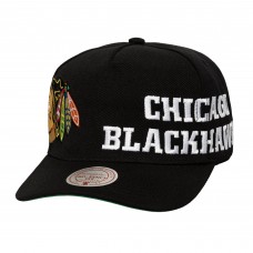 Бейсболка Chicago Blackhawks Mitchell & Ness Black Busted Logo Wordmark Wrap Around Pro Pinch