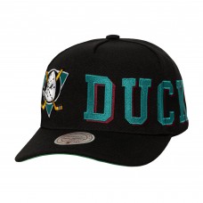 Бейсболка Anaheim Ducks Mitchell & Ness Black Busted Logo Wordmark Wrap-Around Pro Pinch