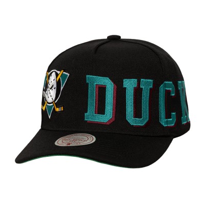 Бейсболка Anaheim Ducks Mitchell & Ness Black Busted Logo Wordmark Wrap-Around Pro Pinch