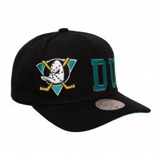 Бейсболка Anaheim Ducks Mitchell & Ness Black Busted Logo Wordmark Wrap-Around Pro Pinch