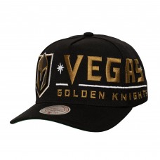 Бейсболка Vegas Golden Knights Mitchell & Ness Black Busted Logo Wordmark Wrap-Around Pro Pinch