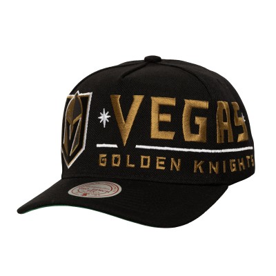 Бейсболка Vegas Golden Knights Mitchell & Ness Black Busted Logo Wordmark Wrap-Around Pro Pinch