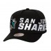 Бейсболка San Jose Sharks Mitchell & Ness Black Busted Logo Wordmark Wrap-Around Pro Pinch