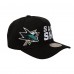 Бейсболка San Jose Sharks Mitchell & Ness Black Busted Logo Wordmark Wrap-Around Pro Pinch