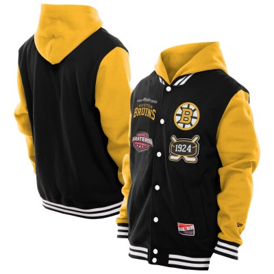 Куртка на кнопках Boston Bruins New Era Black/Gold Fleece