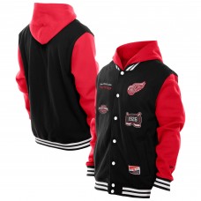 Detroit Red Wings New Era Black/Red Full-Snap Fleece Hoodie Jacket